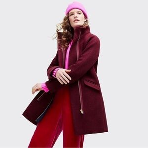 J. Crew Cocoon Coat in Italian Stadium-Cloth Wool Blend Maroon Size 14